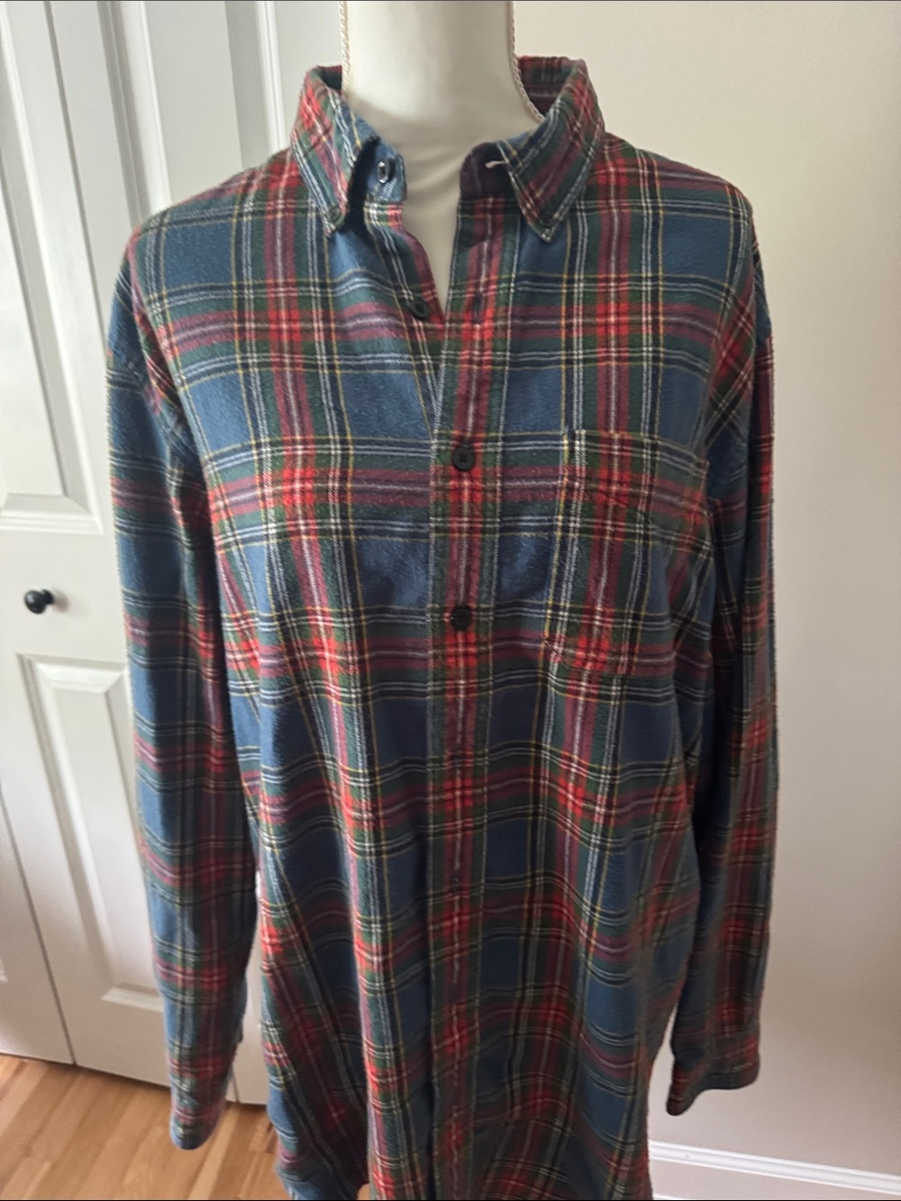 L.L. Bean Men’s Blue and Red Plaid Button-Down Shirt
